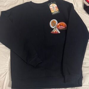 Women’s navy blue “patches” Persaya sweatshirt size small NWT
